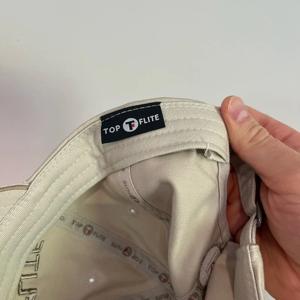 Top‎ Flite Strata Golf Hat Beige Embroidered Adjustable Strapback Cap
